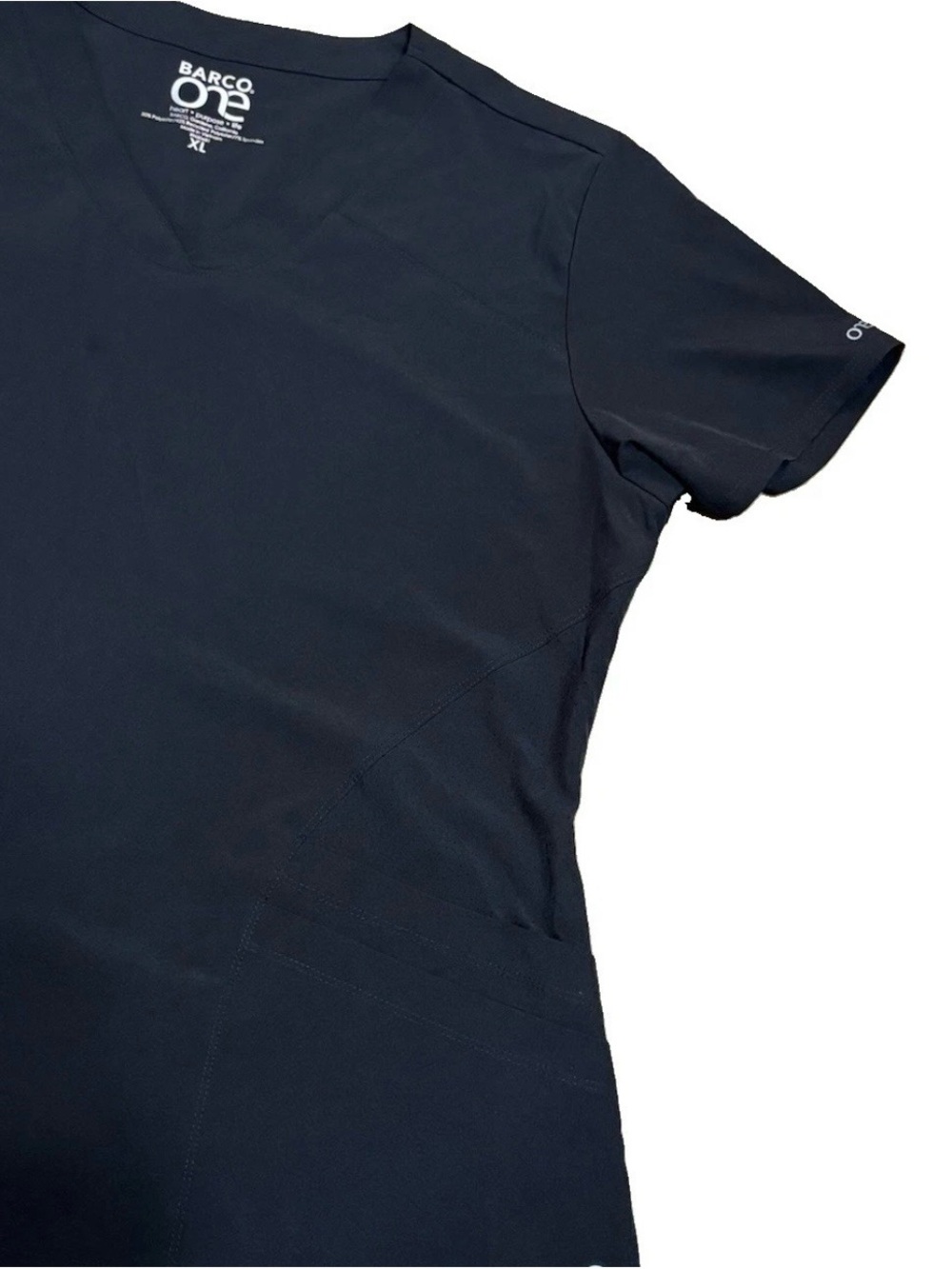 Barco One Women’s Black Solid V-Neck Scrub Top XL Polyester RN#50681 - Picture 2 of 6